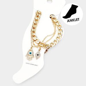 Hamsa Evil Eye Anklet